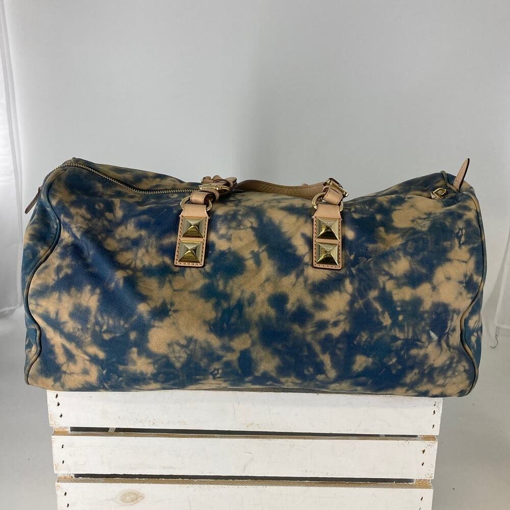 MICHAEL KORS, LARGE TAN, BLUE TIE DYE DUFFLE BAG (ASIS) - Picture 4 of 16